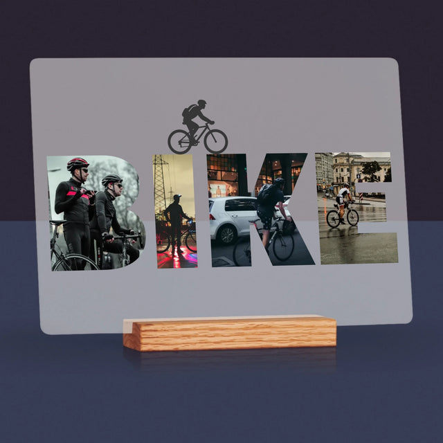 Cuvânt Din Fotografii: Bike - Imprimare Pe Sticlă Acrilică (Horizontală)