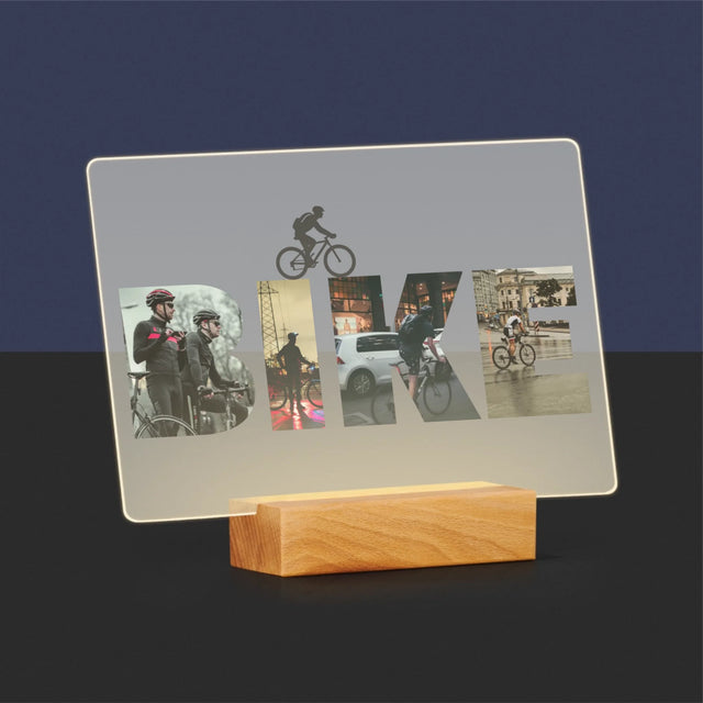 Cuvânt Din Fotografii: Bike - Imprimare Pe Sticlă Acrilică (Horizontală)