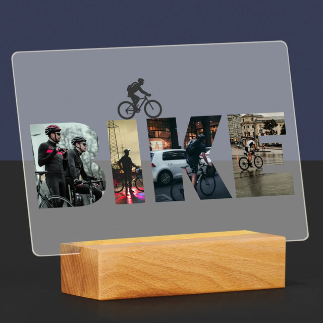 Cuvânt Din Fotografii: Bike - Imprimare Pe Sticlă Acrilică (Horizontală)