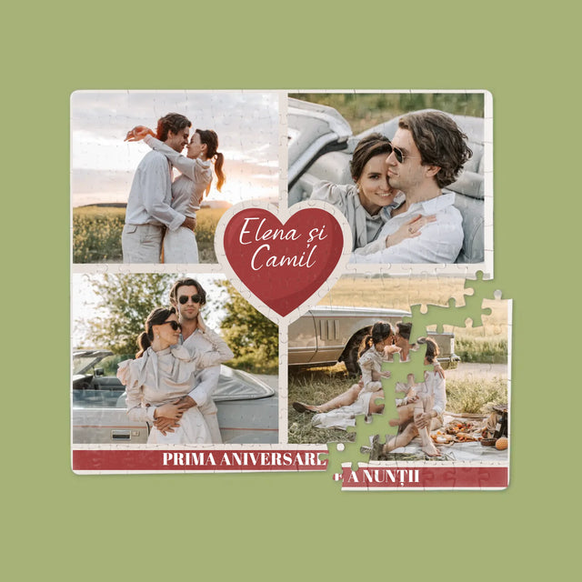 Colaj De Fotografii: Prima Aniversare A Nunții – Inimă - Puzzle