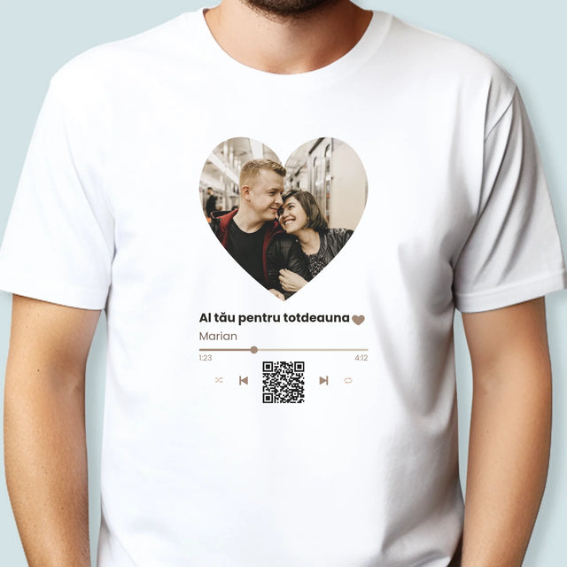 Fotografie Si Semnătură: Cântecul Nostru Inimă Cod Qr - Tricou Pentru Bărbați
