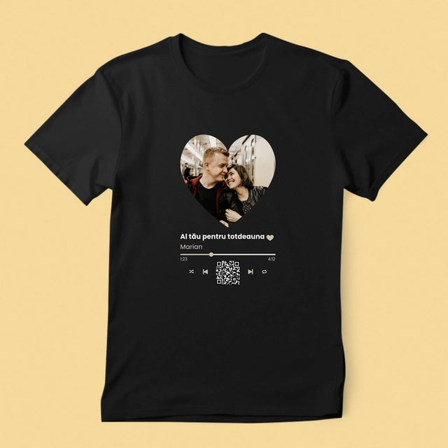 Fotografie Si Semnătură: Cântecul Nostru Inimă Cod Qr - Tricou Pentru Bărbați