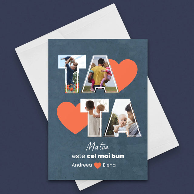 Colaj De Fotografii: Tata Este Cel Mai Bun - Card Cu Felicitări