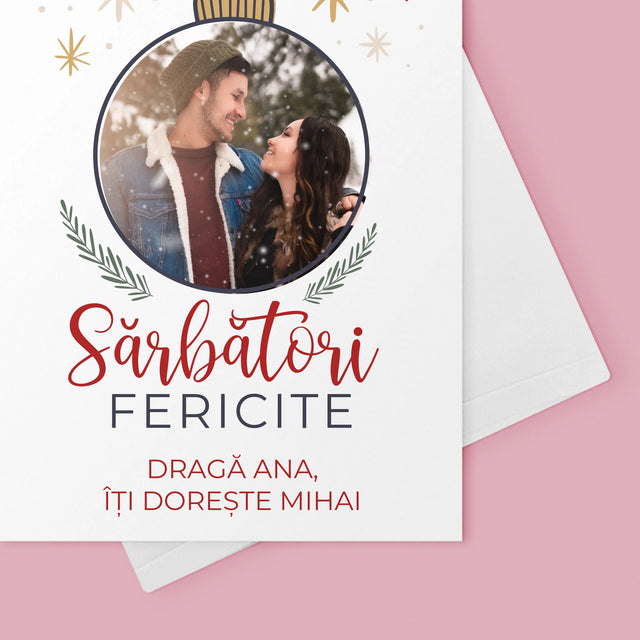 Fotografie Si Semnătură: Sărbători Fericite Jucărie De Brad - Card Cu Felicitări