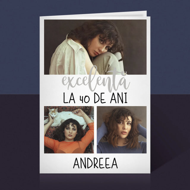Colaj De Fotografii: Excelentă La 40 De Ani - Card Cu Felicitări