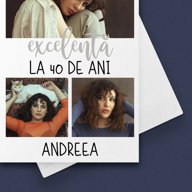 Colaj De Fotografii: Excelentă La 40 De Ani - Card Cu Felicitări