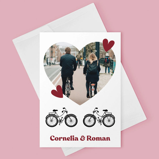 Fotografie Si Semnătură: Bicicletiști Cuplu - Card Cu Felicitări