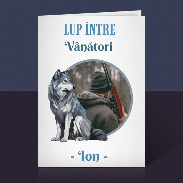 Fotografie Si Semnătură: Lup Între Vânători - Card Cu Felicitări