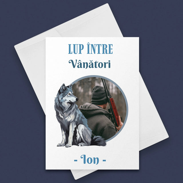 Fotografie Si Semnătură: Lup Între Vânători - Card Cu Felicitări