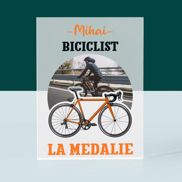 Fotografie Si Semnătură: Biciclist La Medalie - Bloc Acrilic