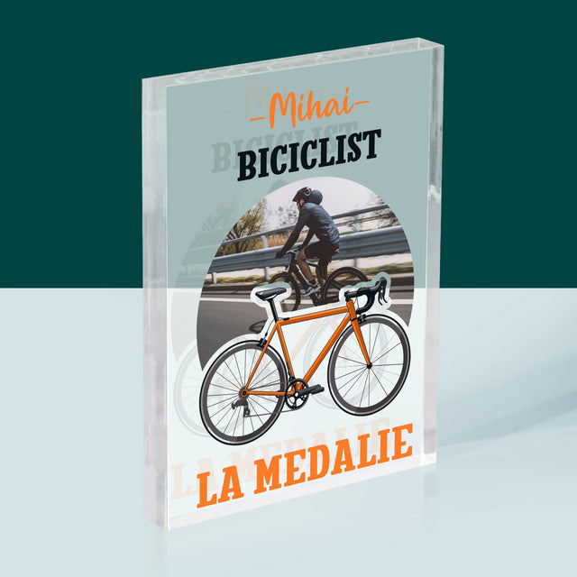 Fotografie Si Semnătură: Biciclist La Medalie - Bloc Acrilic