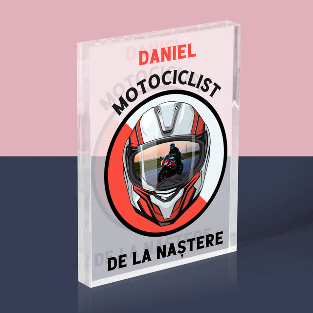 Fotografie Si Semnătură: Motociclist De La Naștere - Bloc Acrilic