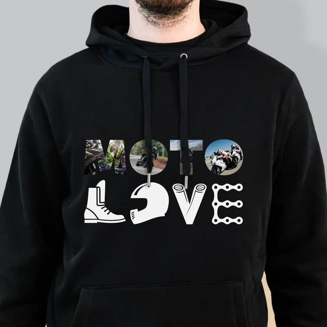 Cuvânt Din Fotografii: Motolove - Hanorac Cu Glugă Pentru Bărbați