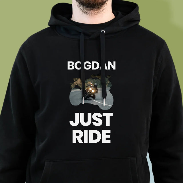 Formă Din Fotografii: Just Ride - Hanorac Cu Glugă Pentru Bărbați
