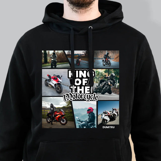 Colaj De Fotografii: King Of The Motorcycle - Hanorac Cu Glugă Pentru Bărbați
