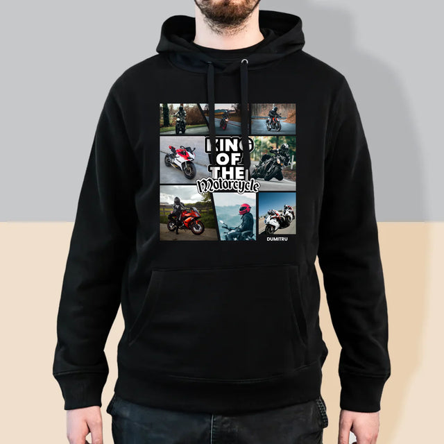 Colaj De Fotografii: King Of The Motorcycle - Hanorac Cu Glugă Pentru Bărbați