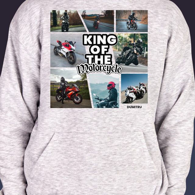 Colaj De Fotografii: King Of The Motorcycle - Hanorac Cu Glugă Pentru Bărbați