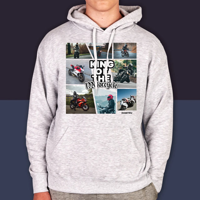 Colaj De Fotografii: King Of The Motorcycle - Hanorac Cu Glugă Pentru Bărbați