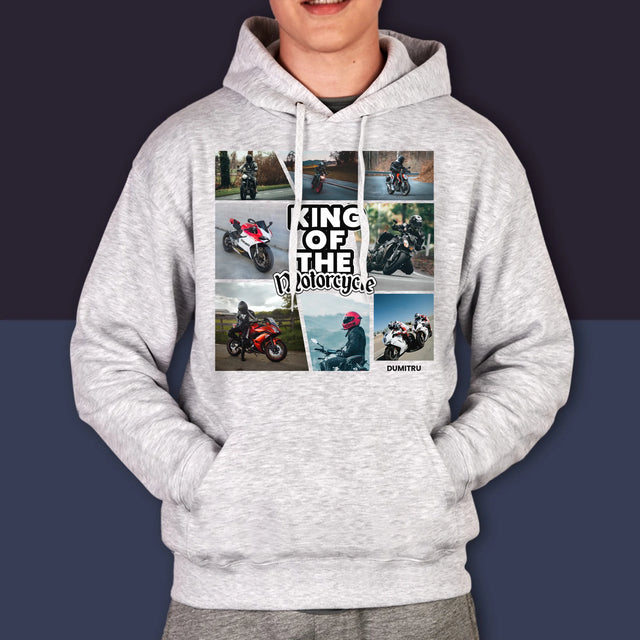 Colaj De Fotografii: King Of The Motorcycle - Hanorac Cu Glugă Pentru Bărbați