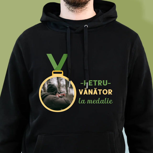 Fotografie Si Semnătură: Vânător La Medalie - Hanorac Cu Glugă Pentru Bărbați