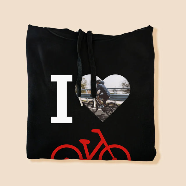 Fotografie Si Semnătură: I Love Bicicletă - Hanorac Cu Glugă Pentru Bărbați