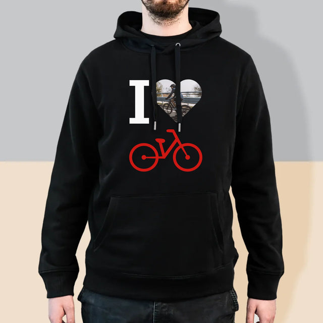 Fotografie Si Semnătură: I Love Bicicletă - Hanorac Cu Glugă Pentru Bărbați