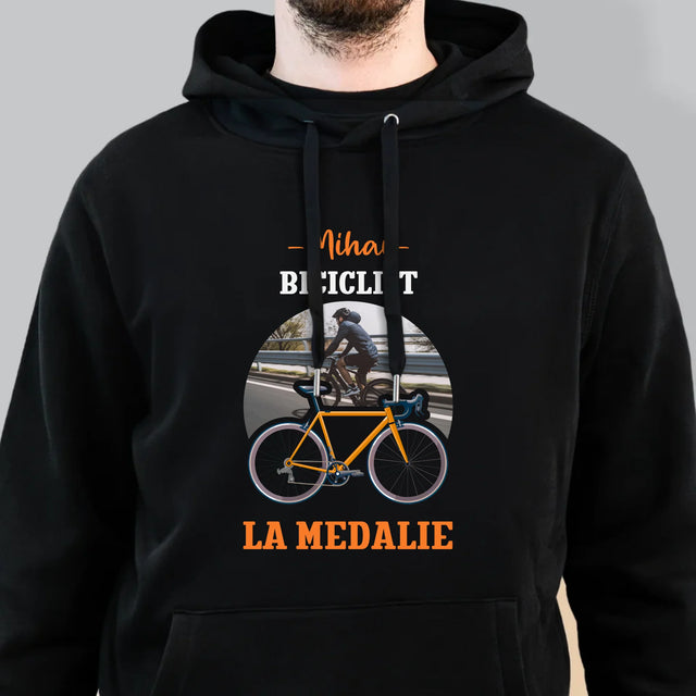 Fotografie Si Semnătură: Biciclist La Medalie - Hanorac Cu Glugă Pentru Bărbați