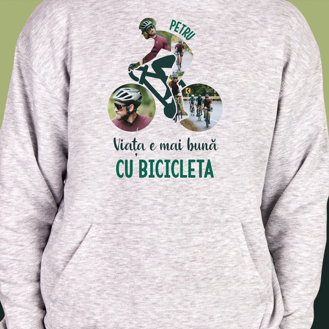 Formă Din Fotografii: Viața E Mai Bună Cu Bicicleta - Hanorac Cu Glugă Pentru Bărbați