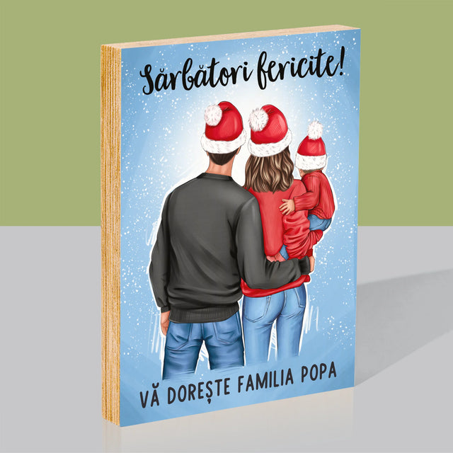 Creator De Personaj: Familia Sărbători - Imprimare Pe Lemn ( Verticală)