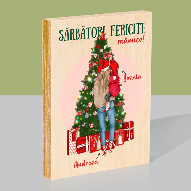 Creator De Personaj: Sărbători Fericite Mămico - Imprimare Pe Lemn ( Verticală)