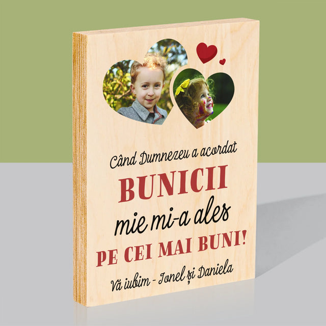Colaj De Fotografii: Când Dumnezeu A Acordat Bunicii - Imprimare Pe Lemn ( Verticală)