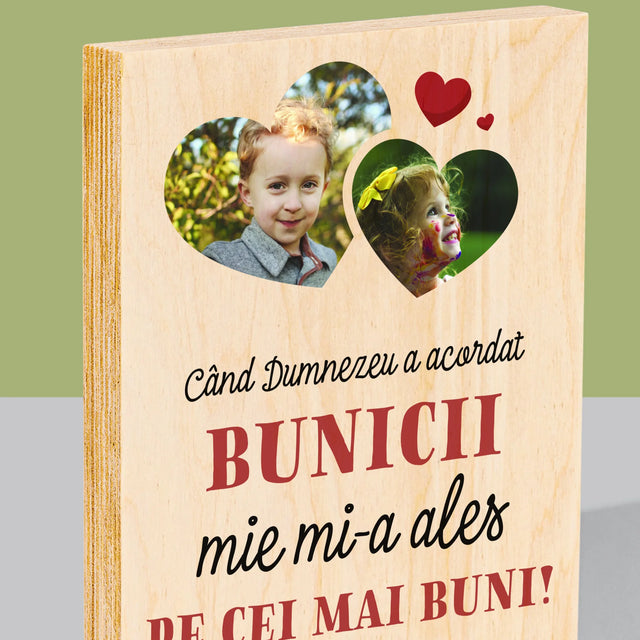 Colaj De Fotografii: Când Dumnezeu A Acordat Bunicii - Imprimare Pe Lemn ( Verticală)