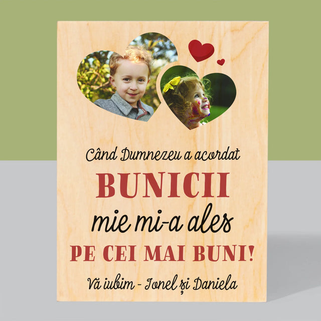 Colaj De Fotografii: Când Dumnezeu A Acordat Bunicii - Imprimare Pe Lemn ( Verticală)