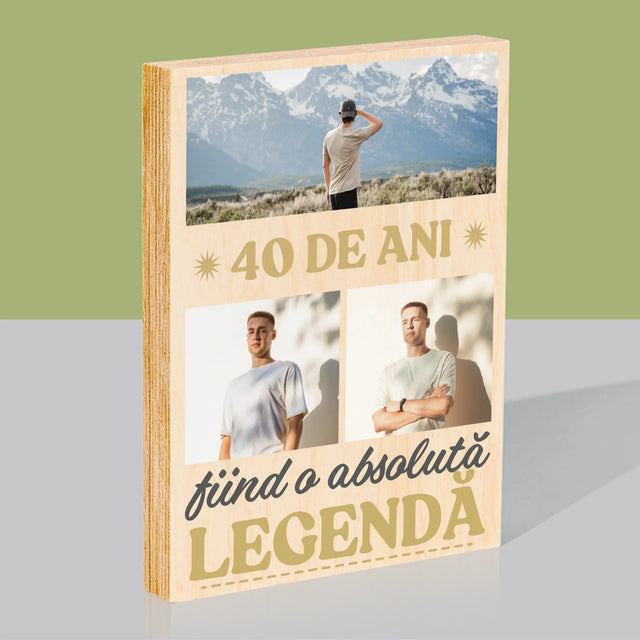 Colaj De Fotografii: 40 De Ani Fiind O Legendă - Imprimare Pe Lemn ( Verticală)
