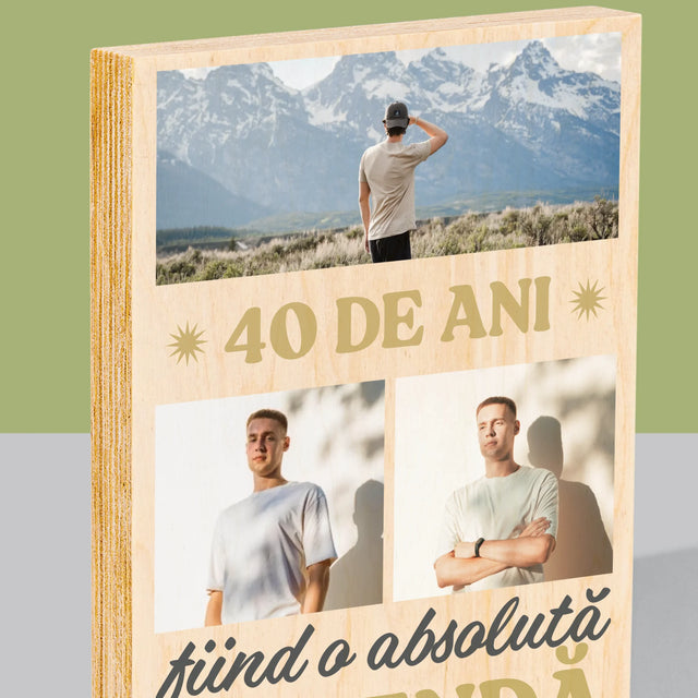 Colaj De Fotografii: 40 De Ani Fiind O Legendă - Imprimare Pe Lemn ( Verticală)