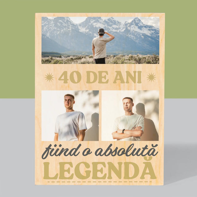Colaj De Fotografii: 40 De Ani Fiind O Legendă - Imprimare Pe Lemn ( Verticală)
