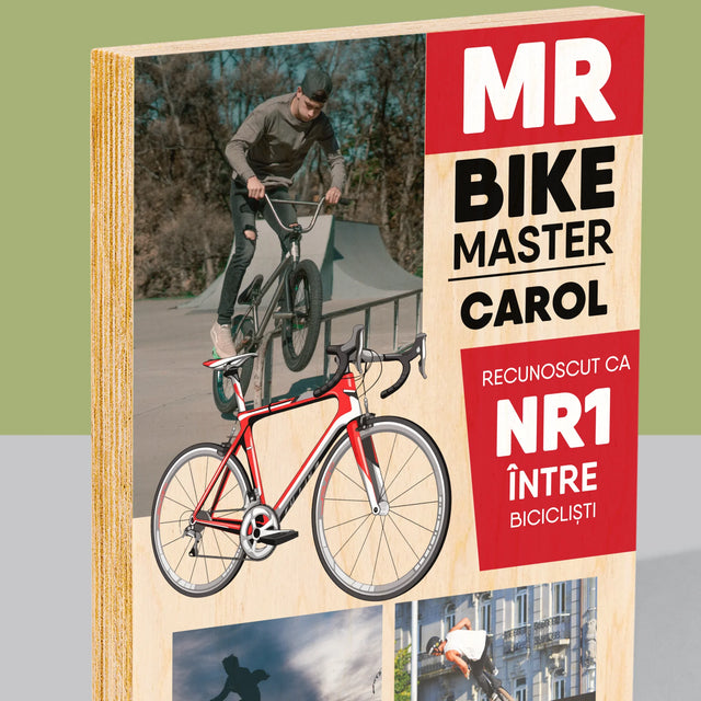 Copertă Derevistă: Mr Bike Master - Imprimare Pe Lemn ( Verticală)