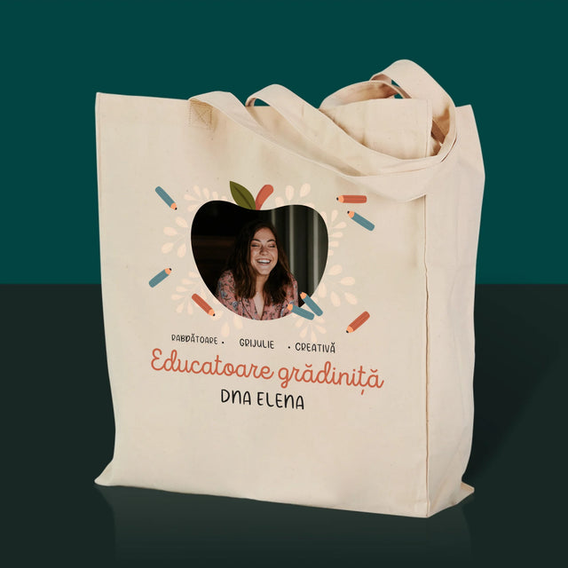 Fotografie Si Semnătură: Educatoare Grădiniță - Sacoșă De Pânză
