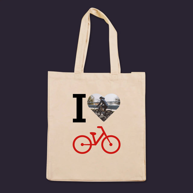 Fotografie Si Semnătură: I Love Bicicletă - Sacoșă De Pânză
