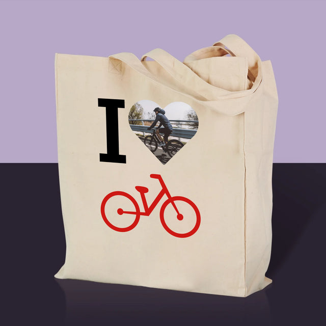 Fotografie Si Semnătură: I Love Bicicletă - Sacoșă De Pânză