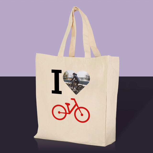 Fotografie Si Semnătură: I Love Bicicletă - Sacoșă De Pânză