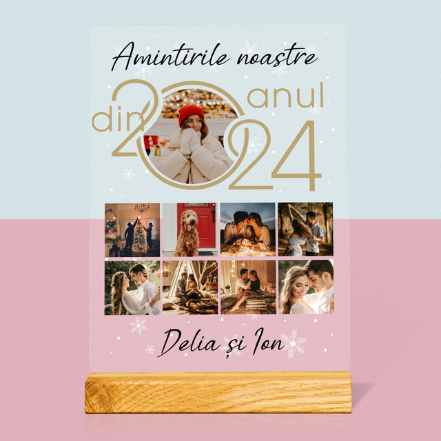Colaj De Fotografii: Amintirile Noastre Din Anul - Imprimare Pe Sticlă Acrilică (Verticală)