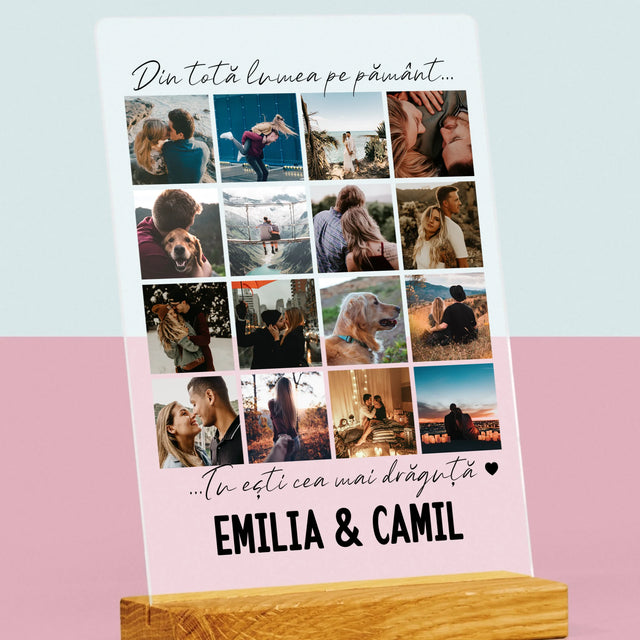 Colaj De Fotografii: Din Totă Lumea Pe Pământ - Imprimare Pe Sticlă Acrilică (Verticală)