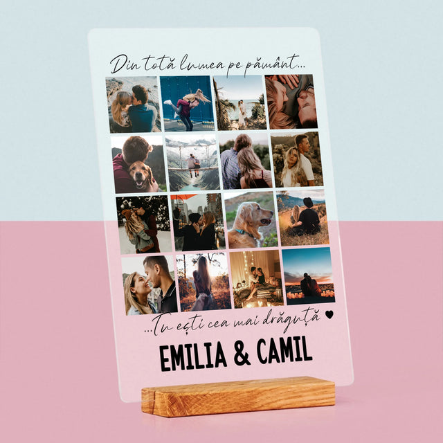 Colaj De Fotografii: Din Totă Lumea Pe Pământ - Imprimare Pe Sticlă Acrilică (Verticală)
