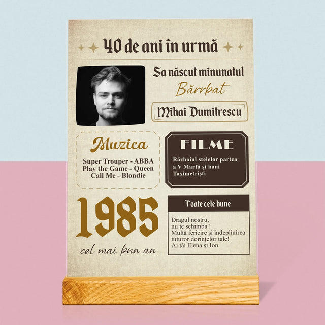Copertă Derevistă: 40 De Ani În Urmă - Imprimare Pe Sticlă Acrilică (Verticală)