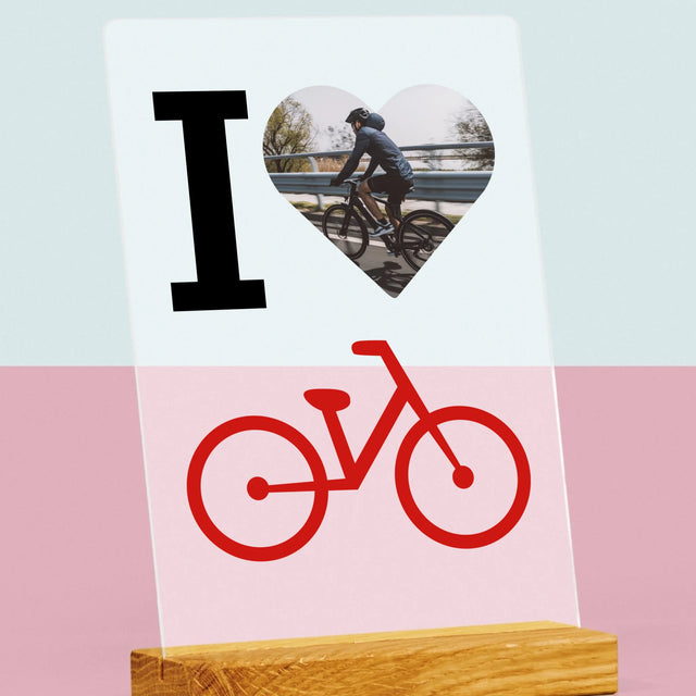 Fotografie Si Semnătură: I Love Bicicletă - Imprimare Pe Sticlă Acrilică (Verticală)