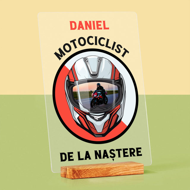 Fotografie Si Semnătură: Motociclist De La Naștere - Imprimare Pe Sticlă Acrilică (Verticală)