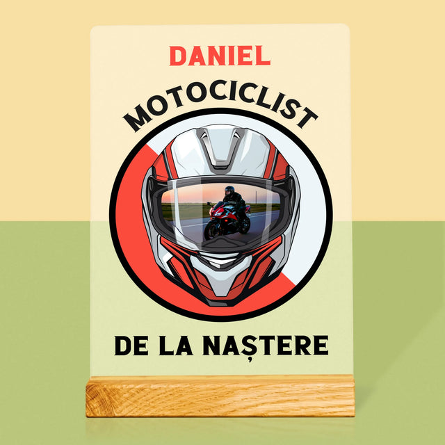 Fotografie Si Semnătură: Motociclist De La Naștere - Imprimare Pe Sticlă Acrilică (Verticală)