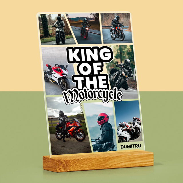 Colaj De Fotografii: King Of The Motorcycle - Imprimare Pe Sticlă Acrilică (Verticală)