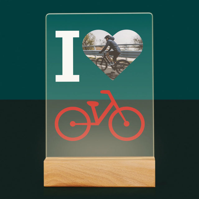 Fotografie Si Semnătură: I Love Bicicletă - Imprimare Pe Sticlă Acrilică (Verticală)